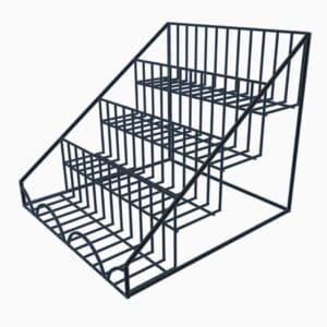 Wire display stand with four tiers.