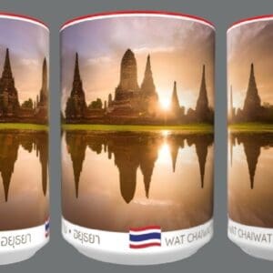 Thai temple sunrise reflection mug.